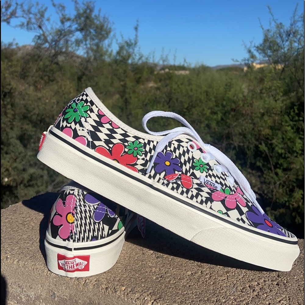 New Retro Vans Authentic 90’s Vintage Colorful FLOWER POWER Low Top Sneakers - Picture 3 of 16